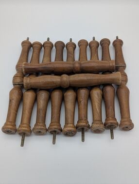Vintage Set (11) of Wooden Spindle